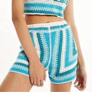 Rebellion Again Women’s Blue Teal Crochet Shorts Small NWT